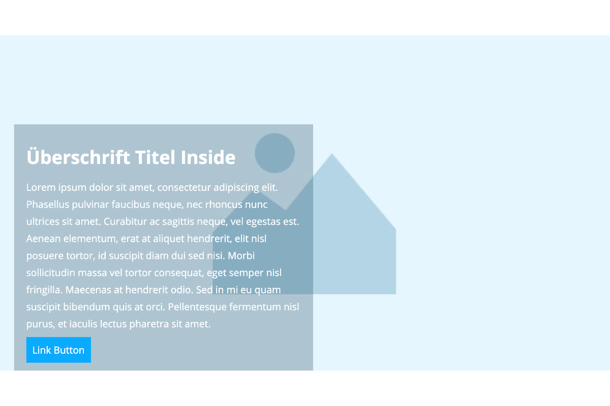 Titelbereich Inside - Titelbild überlagert mit Überschrift und Text - Pinegrow Forest Basic Komponente